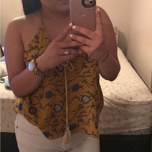 Floral Mustard Halter Top